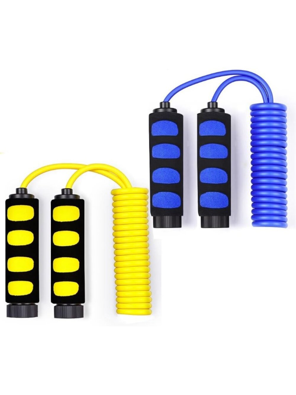 2 Pack Kids Adjustable Blue/Yellow Jump Ropes Foam Grip Handles Fitness Speed